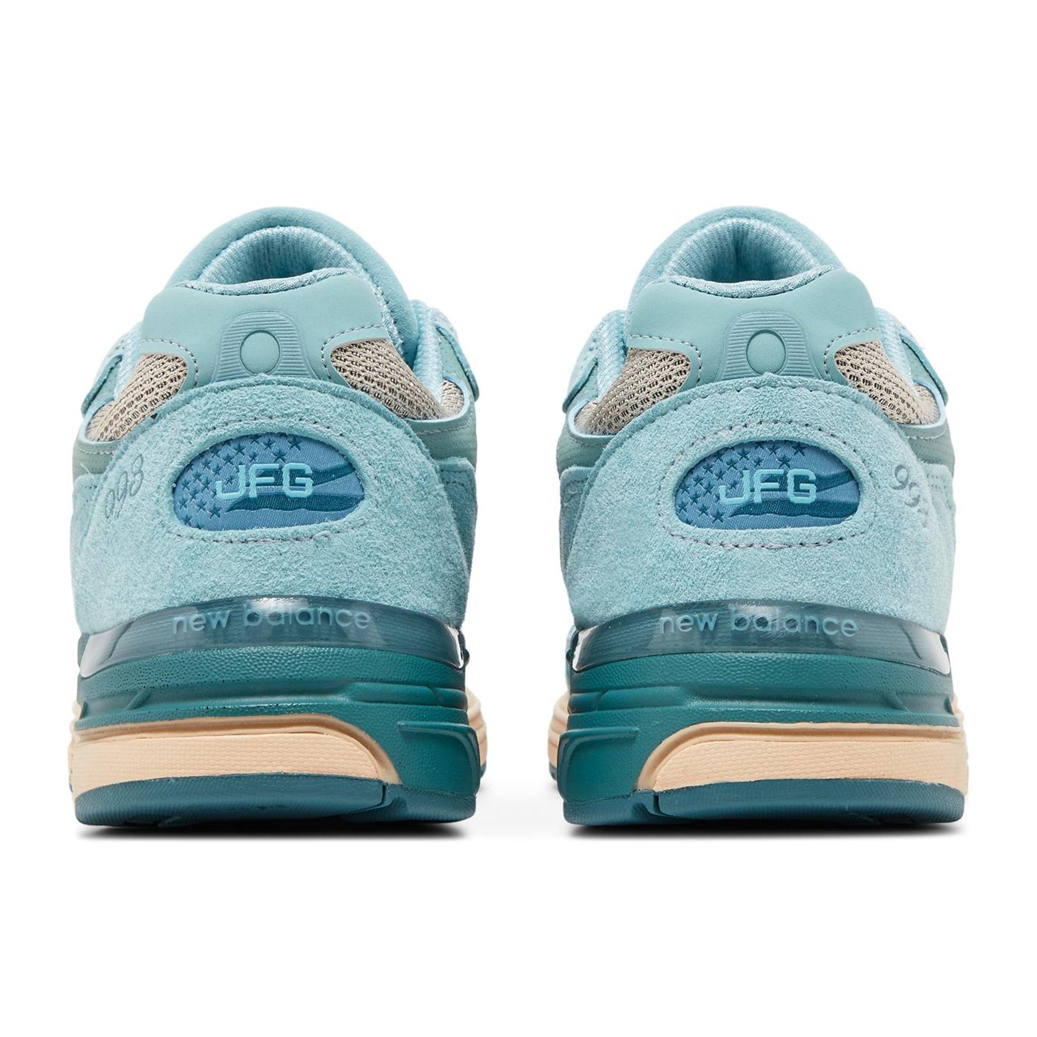 Back view of Joe Freshgoods x New Balance 993 Performance Art Arctic Blue MR993JF1